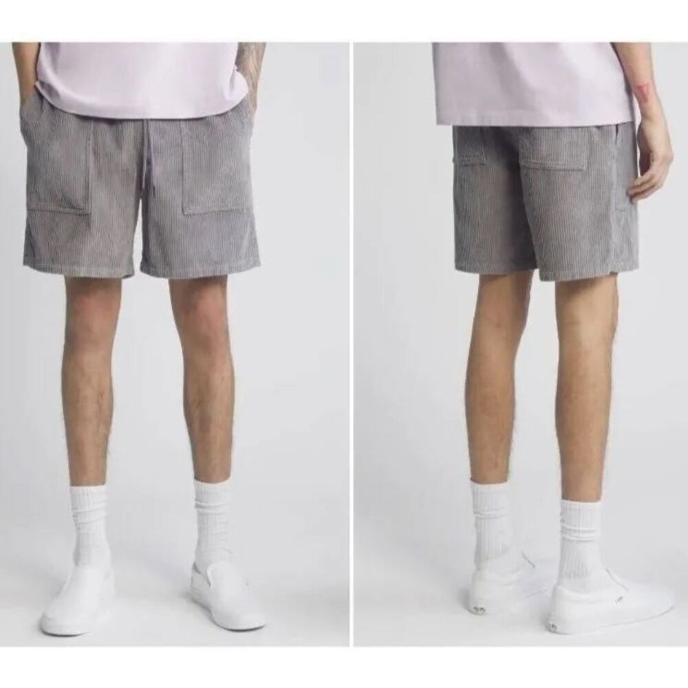 🐿️ NWOT BP. Gray Corduroy Drawstring Waist Pull On Shorts Men’s Plus Size 4XL